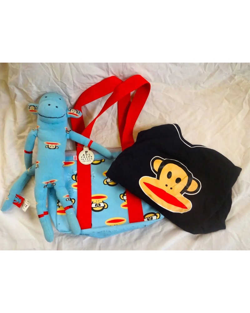 PAUL FRANK LIMITED EDITION FLEXIBLE PLUSH SOCK DOLL, CARRY BAG & TANK TOP NEW