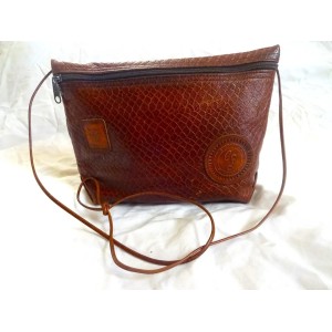Carlos Falchi The Buffalo Beautiful Brown leather Snakeskin Vintage Crossbody