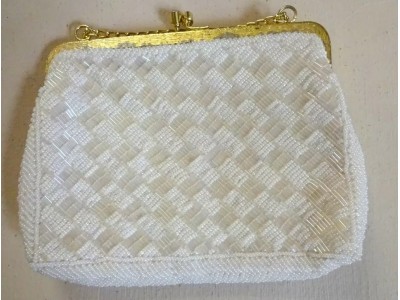 Walborg WHITE Beaded Evening Cocktail RETRO Clutch Bag EXQUISITE