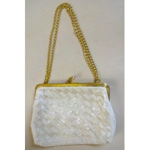 Walborg WHITE Beaded Evening Cocktail RETRO Clutch Bag EXQUISITE