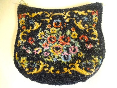 Magid Black Beaded & Embroidered Evening Bag Vintage 1990's