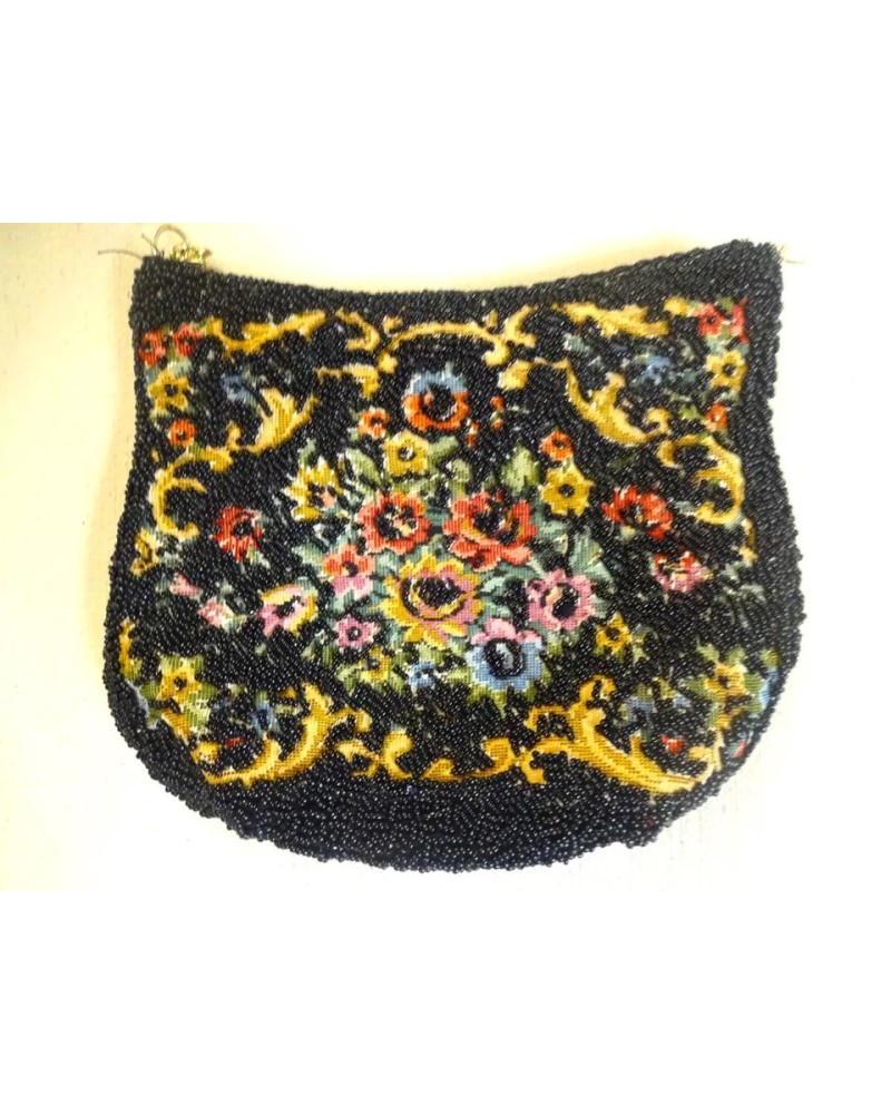 Magid Black Beaded & Embroidered Evening Bag Vintage 1990's