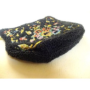 Magid Black Beaded & Embroidered Evening Bag Vintage 1990's