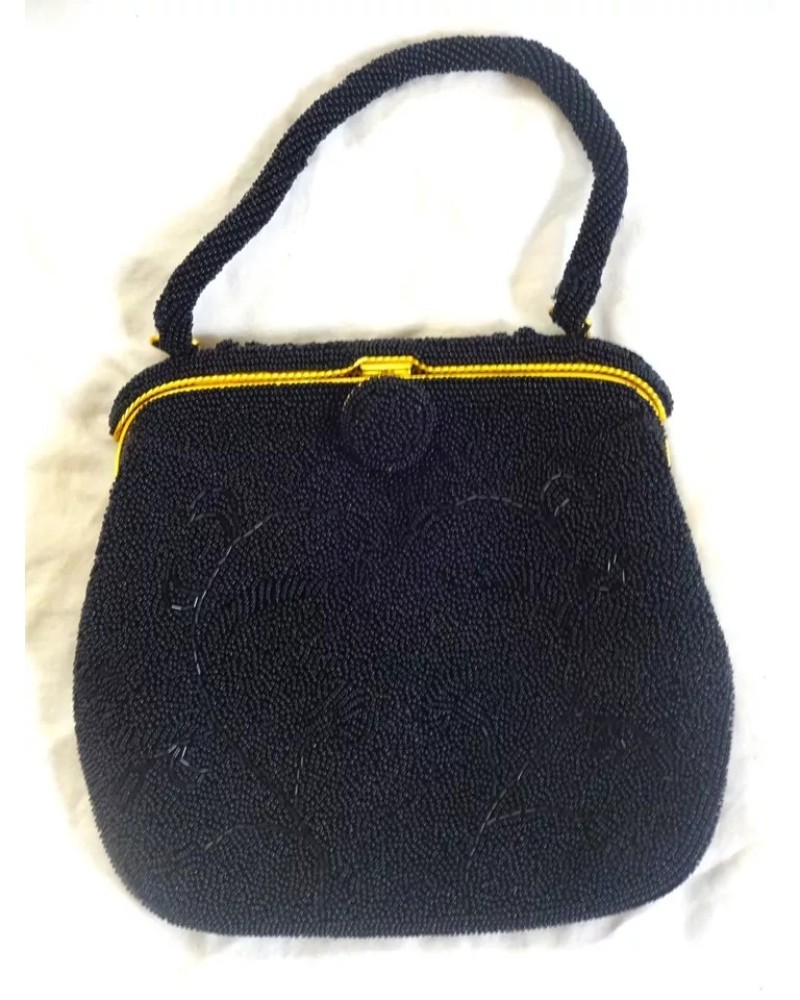 Italian Beaded Evening Bag Clutch Purse, Vintage Japanese Caviar beads