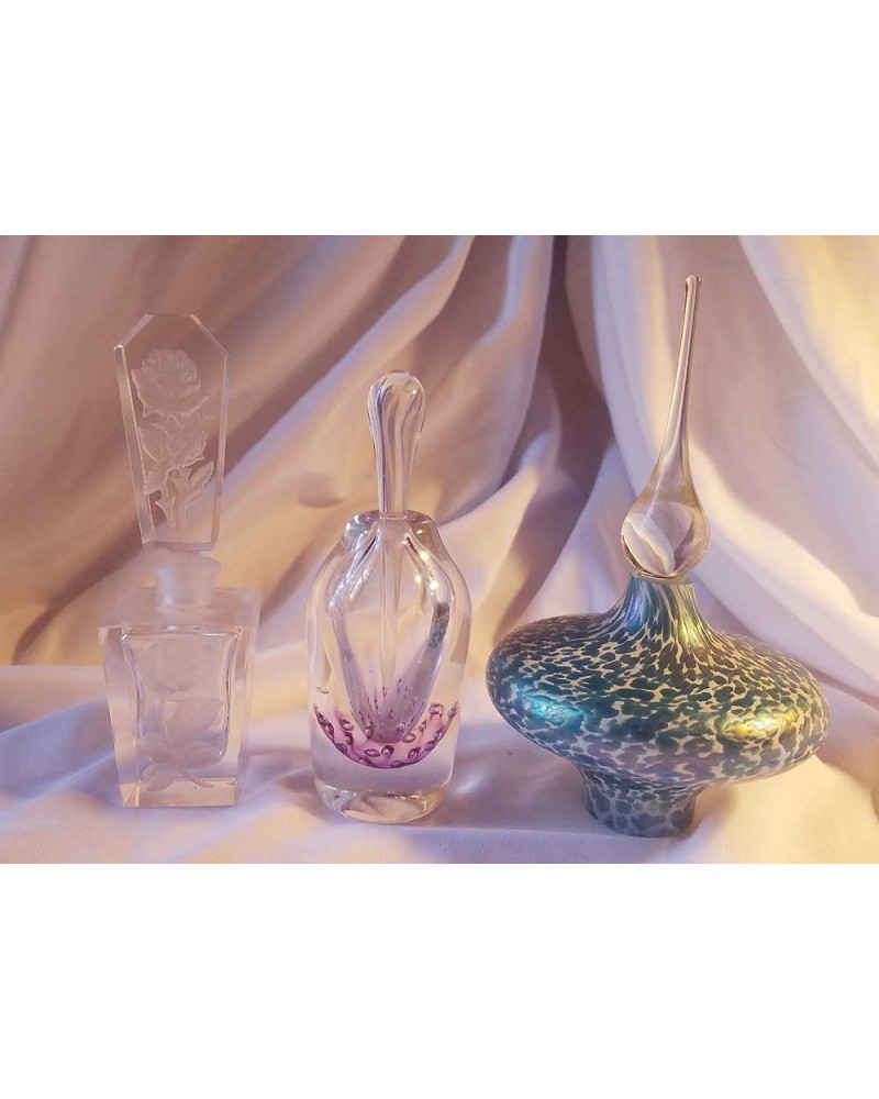 3 Art Glass Perfume Bottles